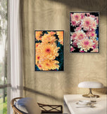 Vibrant Dahlia Flowers Canvas Wall Art Set | 4 Unframed Vertical Prints | Eco-Friendly Modern Home Office Décor