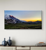 Mt. Rainier in Sunset | Authentic Nature Photography | Gallery Wrapped Canvas Horizontal Print | Biophilic Wall Art for Home Office Décor