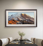 Mt. Rainier in Summer Sunset | Authentic Nature Closeup Photography | Unframed Canvas Horizontal Print | Biophilic Wall Art for Home Office