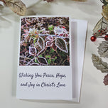 Winter Frost Covered Leaves Original Photography Greeting Cards | Blank Note Cards Set of 4 with Envelopes | 5" × 7" Canvas Paper