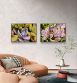 Vibrant Succulents Macro Photography by The Virtue of God | Unframed Horizontal Canvas Set of 2 Prints | Aesthetic Wall Art Home Décor