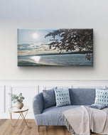 Sea Sunset with Vibrant Leaves | Authentic Nature Photography | Gallery Wrapped Canvas | Horizontal Modern Tranquil Landscape Wall Art