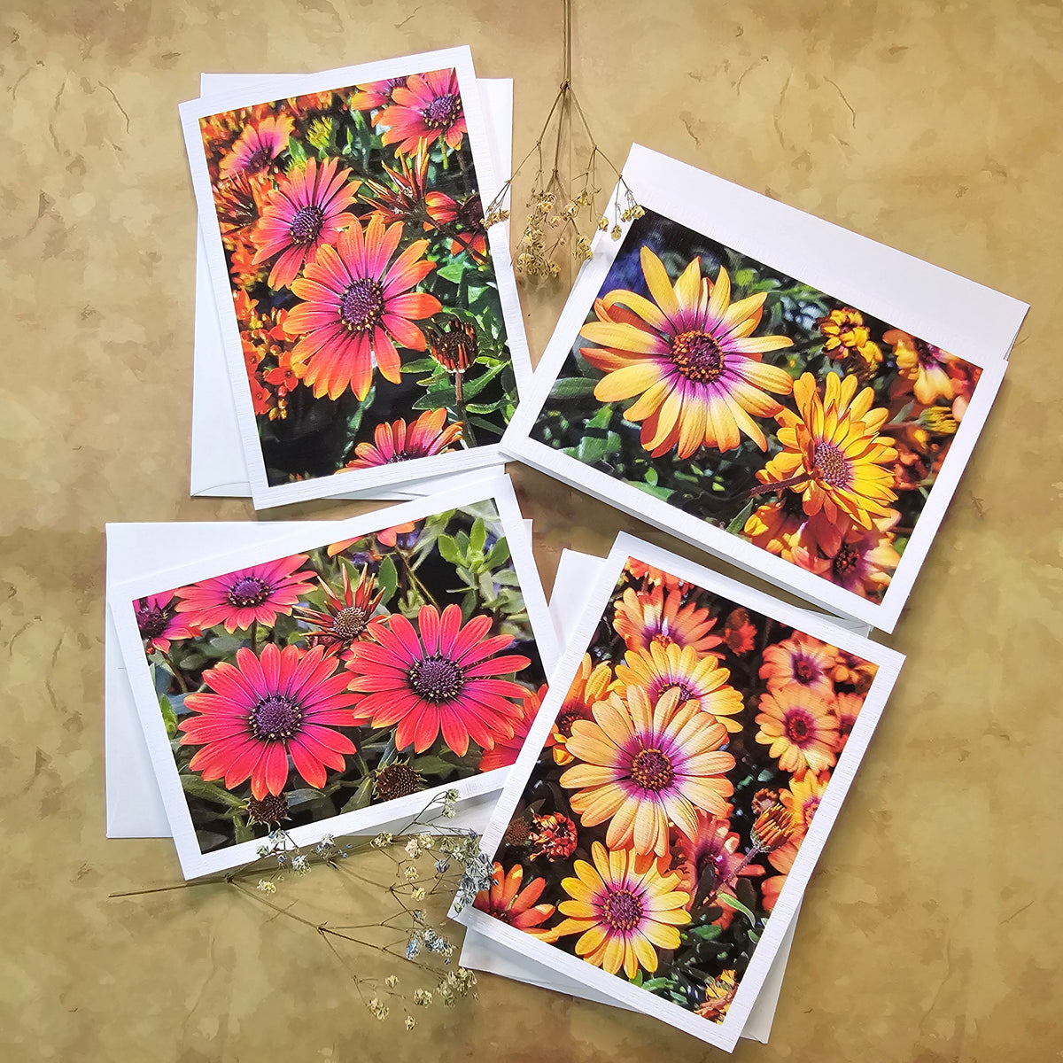 Spring Flowers Original Photo Art Greeting Cards with Envelopes-Floral 4 Cards Set-Vertical Horizontal Blank Note Cards-Spring Season Gift