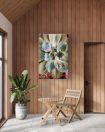 Gallery Wrapped Canvas Featuring Macro Photography of Green Succulents | Biophilic Style Vertical Wall Art for Home & Office Décor