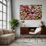 Spring Maple Branches with Raindrops – Tranquil Nature Macro Photography Print | Horizontal  Gallery Wrapped Large Canvas Wall Art