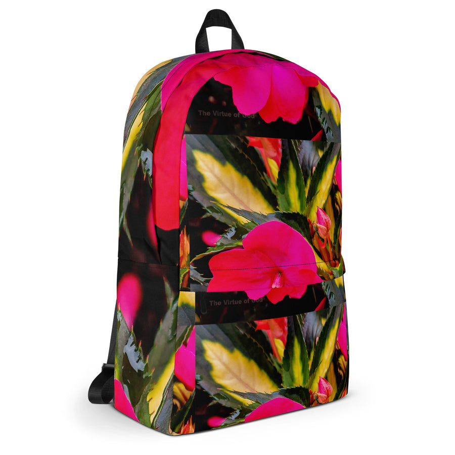 16" Laptop Backpack Waterproof Featuring Original Red Flower Photography Print
