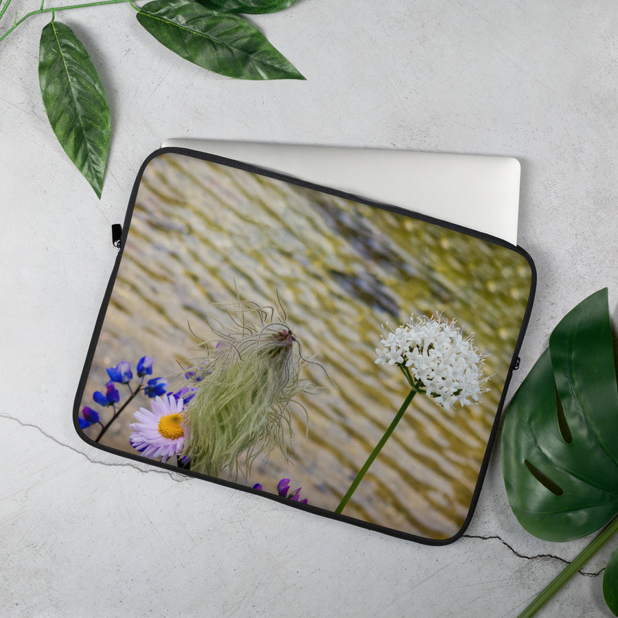 Premium 13”, 15" Laptop Sleeve with Original Wildflowers Photography Print Captured at Mt. Rainier National Park