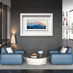 Summer Brilliance — Mt. Rainier in Sunset Photography | Unframed Horizontal Panoramic Canvas Biophilic Wall Art
