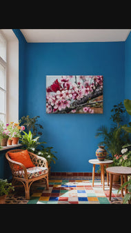 Pink Cherry Gallery‑Wrapped Canvas Wall Art | Macro Photography Horizontal Print