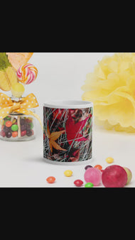 Festive Autumn Ceramic Mug - Red Orange Maple Leaves Photography - White Glossy Finish - Dishwasher Microwave Safe - 11oz 15oz 20oz