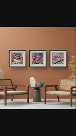 Spring Maple Branches with Raindrops - Authentic Macro Photography - Unframed Canvas Square 3 Prints Set - Biophilic Style Wall Art Décor
