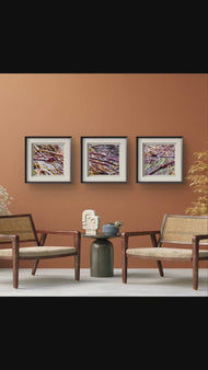 Spring Maple Branches with Raindrops - Authentic Macro Photography - Unframed Canvas Square 3 Prints Set - Biophilic Style Wall Art Décor