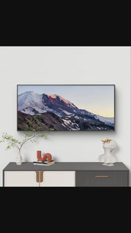 Mt. Rainier in Summer Sunset | Authentic Nature Photography | Unframed Canvas Horizontal Print | Biophilic Wall Art for Home Office Décor