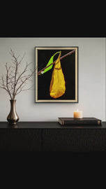 Autumn Yellow Leaf Sunlit Photography Vertical Print | Unstretched Canvas Wall Art | Biophilic Nature Décor | Multiple Sizes Available
