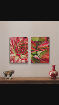 Red Succulent Wall Art Set of 2 | Unframed Vertical Canvas Prints | Botanical Home Décor by The Virtue of God | Aesthetic Closeup Photography