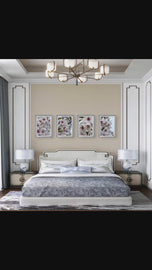 White Cherry Blossom Rain Photography Canvas Wall Art Set of 4 | Unframed Vertical Prints | Biophilic Décor for Living Room, Bedroom & Office