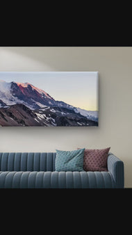Mt. Rainier in Summer Sunset | Authentic Nature Closeup Photography | Gallery Wrapped Canvas Horizontal Print | Biophilic Style Wall Art