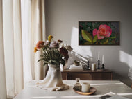 Pink Coral Rose Gallery-Wrapped Canvas Art | Ready-to-Hang Garden Photography | Joyful Biophilic Wall Decor | 1.25" Thick Stretched Canvas