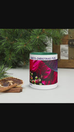 Dad's Christmas Fuel Mug with Red Poinsettia Authentic Macro Photography | White Ceramic with Green Interior | Dishwasher Microwave Safe | 11oz 15oz