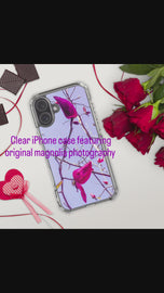 Clear iPhone Pro Max Case with Original Pink Magnolia Photography - Professional Nature Art Print Protection