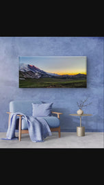 Mt. Rainier in Sunset | Authentic Nature Photography | Gallery Wrapped Canvas Horizontal Print | Biophilic Wall Art for Home Office Décor