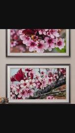 Pink Cherry Blossom Macro Photography Canvas Set of 2 | Unframed Horizontal Prints | Biophilic Décor for Living Room, Bedroom & Office