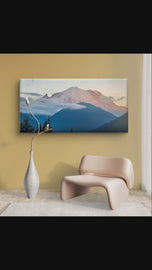 Mt. Rainier Sunset Authentic Nature Photography Print | Gallery Wrapped Canvas Horizontal Wall Art | Ready-to-Hang Biophilic Home Office Decor