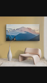 Mt. Rainier Sunset Authentic Nature Photography Print | Gallery Wrapped Canvas Horizontal Wall Art | Ready-to-Hang Biophilic Home Office Decor