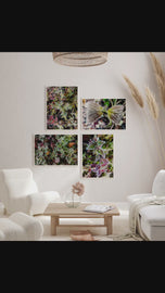 Winter Frosty Leaves Authentic Macro Photography | Nature's Jeweled Elegance | Unframed Canvas Mixed Orientation Print Set of 4 | Biophilic Wall Decor