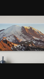 Mt. Rainier in Summer Sunset | Authentic Nature Closeup Photography | Gallery Wrapped Canvas Horizontal Print | Biophilic Wall Art for Home