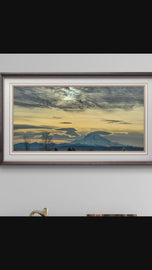 Mt. Rainier Winter Sunset Sky - Authentic Nature Photography - Unframed Canvas Horizontal Print - Biophilic Mountain Landscape Wall Art