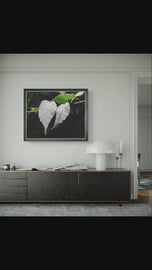 White Leaves with Raindrops Close-Up Nature Photography Print | Horizontal Unframed Canvas Wall Art for Home, Office, or Gift