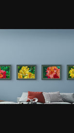 Vibrant Rhododendron Flowers Canvas Wall Art Set of 4 | Unframed Horizontal Macro Photography Prints | Biophilic Décor for Living Room, Bedroom & Office