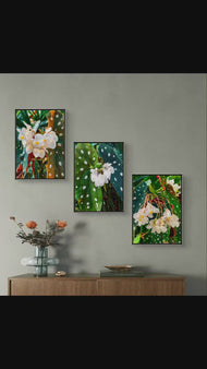 Polka Dot Begonia Flowers Closeup Photography Unframed Canvas Set of 3 Prints - Modern Nature Wall Art for Home Office Decor