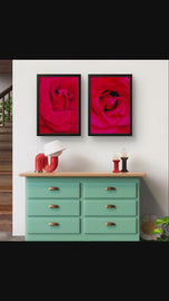 Red Rose Canvas Prints Set of 2 | Authentic Nature Closeup Photography |Unframed Vertical Botanical Wall Art | Modern Home Office Decor | Premium Floral Art Collection