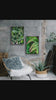 Summer Green Leaves Closeup Photography Unframed Canvas Set of 2 Prints - Modern Nature Wall Art for Home Office Décor