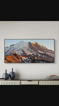 Mt. Rainier in Summer Sunset | Authentic Nature Closeup Photography | Unframed Canvas Horizontal Print | Biophilic Wall Art for Home Office