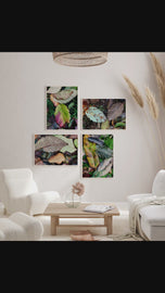 Autumn Vibrant Leaves Wall Art Set of 4 | Nature Closeup Original Photography | Unstretched Canvas Print | Biophilic Home & Office Decor