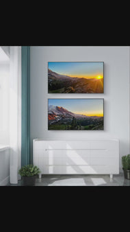 Mt. Rainier in Summer Sunset | Authentic Nature Photography 2 Prints Set | Unframed Horizontal Canvas | Biophilic Style Wall Art