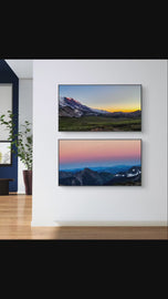 The Virtue of God Mt. Rainier in Summer Sunset | Authentic Nature Photography 2 Prints Set | Unframed Horizontal Canvas Wall Art | Biophilic Style Home Decor