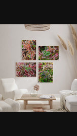 Winter Frosty Leaves Authentic Macro Photography | Nature's Vibrant Calm | Unframed Canvas Mixed Orientation Print Set of 4 | Biophilic Wall Decor