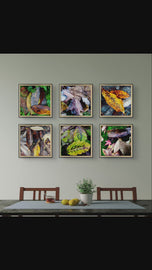 Autumn Vibrant Leaves Photography Prints | Set of 6 Unstretched Canvas Square Wall Art | Biophilic Nature Decor