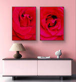 Red Rose Canvas Prints Set of 2 | Authentic Nature Closeup Photography |Unframed Vertical Botanical Wall Art | Modern Home Office Decor | Premium Floral Art Collection