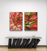 Red Succulent Wall Art Set of 2 | Unframed Vertical Canvas Prints | Botanical Home Décor by The Virtue of God | Aesthetic Closeup Photography