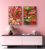 Red Succulent Wall Art Set of 2 | Unframed Vertical Canvas Prints | Botanical Home Décor by The Virtue of God | Aesthetic Closeup Photography