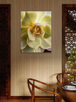 Spring Yellow Succulent Plant  | Nature Macro Photography Print |  Vertical Gallery Wrapped Canvas | Biophilic Style Wall Art