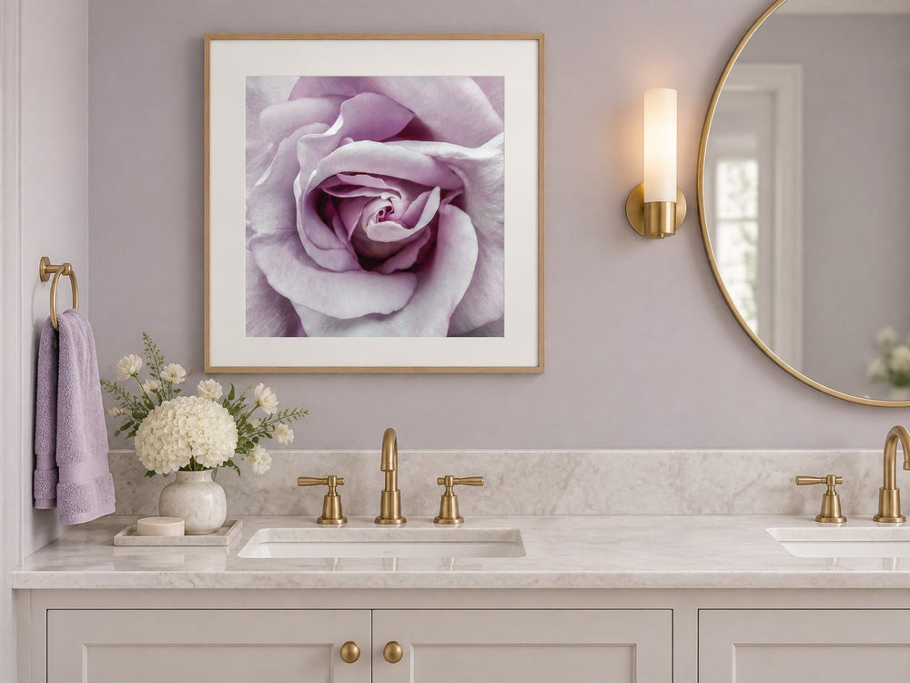 For Rose Lovers — Purple Rose Closeup Photography in a bath & spa — nature photograph by Martha Solo