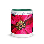 Mom's Magical Christmas Mug with Red Poinsettia Authentic Photography | White Ceramic with Green Interior | Dishwasher Microwave Safe | 11oz 15oz