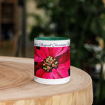 Mom's Magical Christmas Mug with Red Poinsettia Authentic Photography | White Ceramic with Green Interior | Dishwasher Microwave Safe | 11oz 15oz