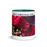 Dad's Christmas Fuel Mug with Red Poinsettia Authentic Macro Photography | White Ceramic with Green Interior | Dishwasher Microwave Safe | 11oz 15oz